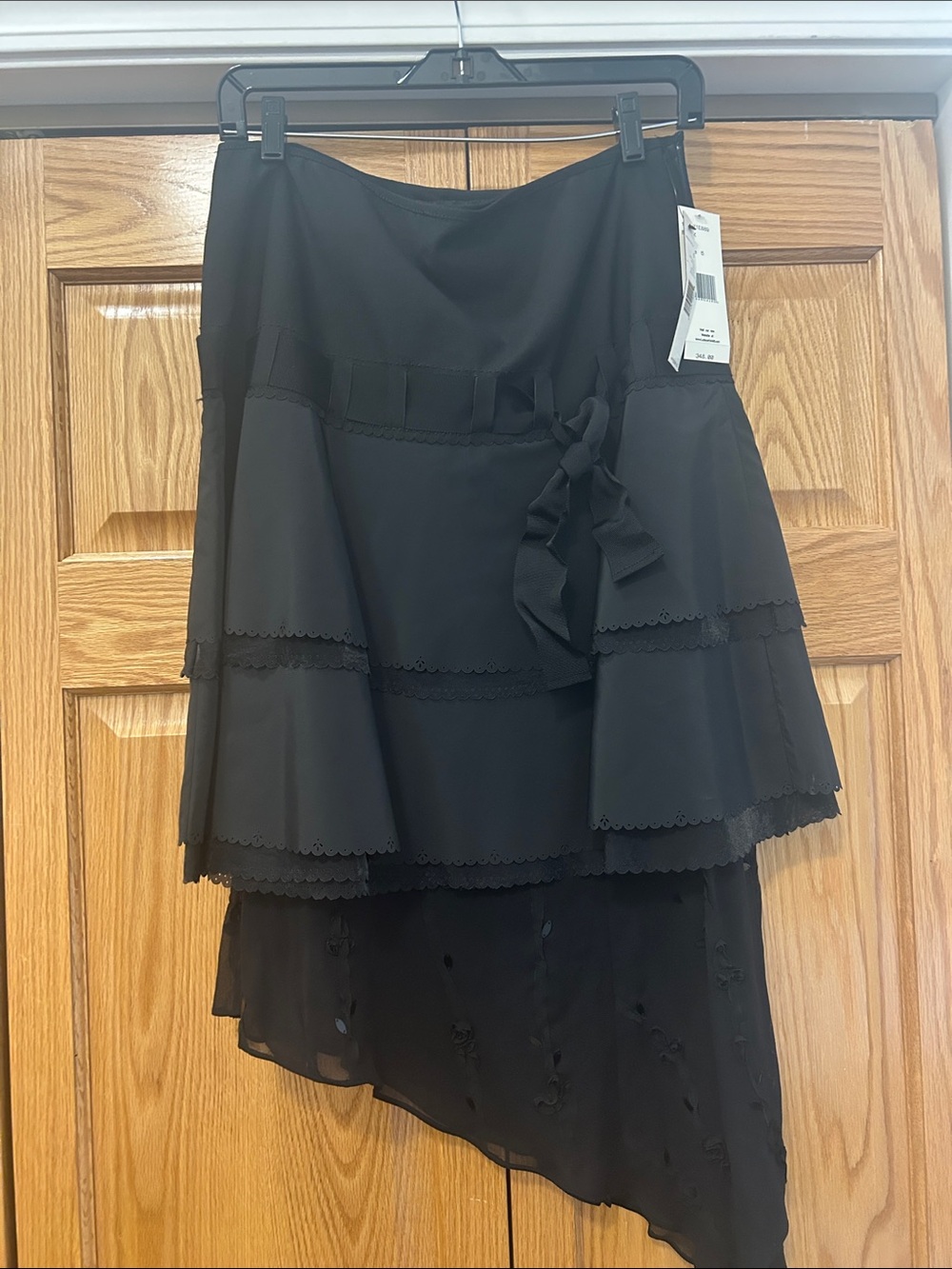 Lafayette 148 New York Black Tiered Asymmetric Ruffle Skirt